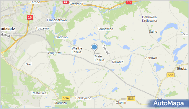 mapa Małe Lniska, Małe Lniska na mapie Targeo